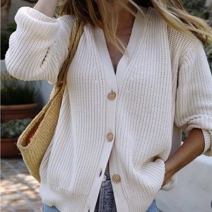 Jenni Kayne Cotton Cocoon Cardigan in Ivory